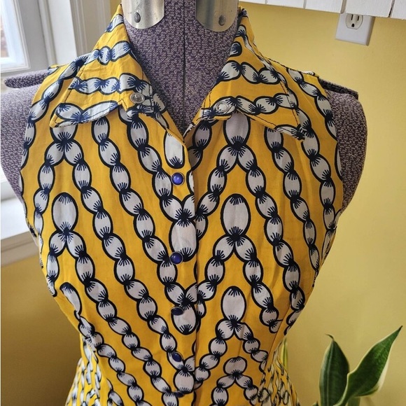🥳💰👗SOLD👗💰🥳Vintage 1950's Handmade cotton dress in yellow/white US 6 - Picture 4 of 4